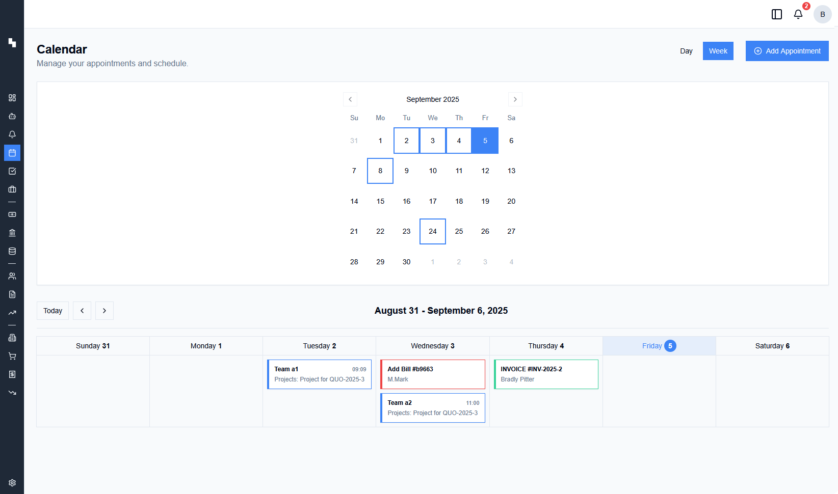 Calendrier Intégré