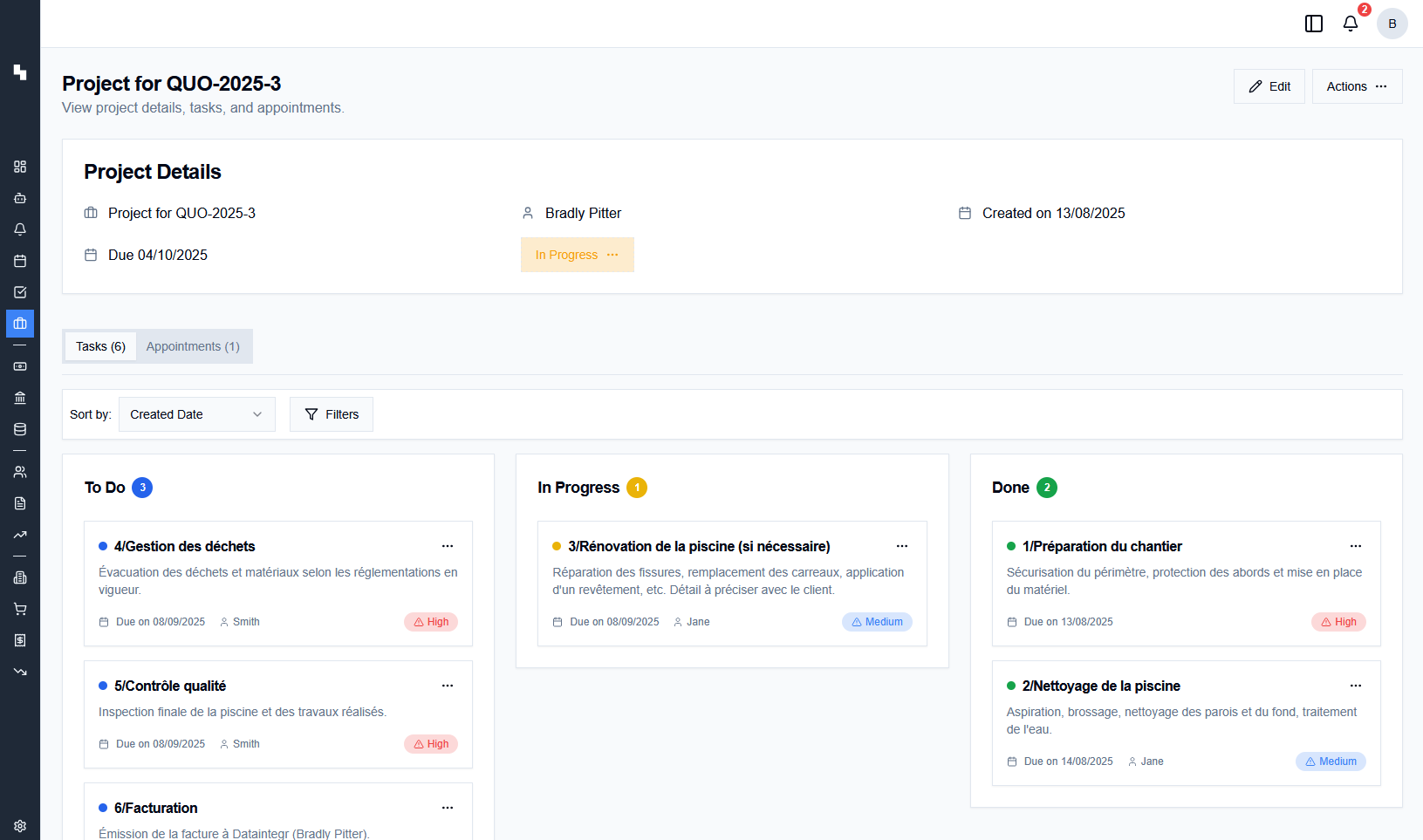 Organisation des Tâches